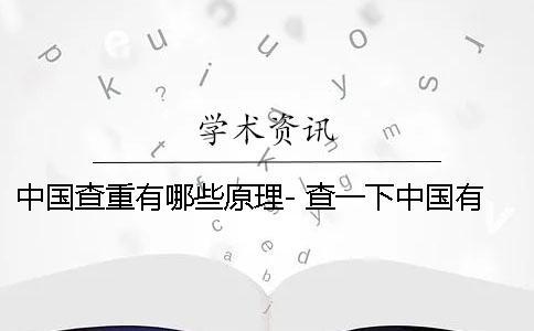 中国查重有哪些原理- 查一下中国有哪些四大