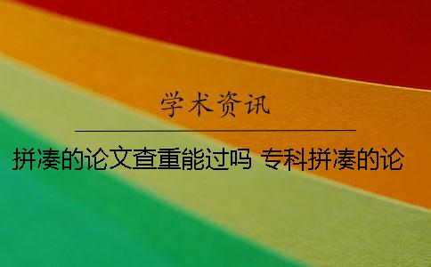 拼凑的论文查重能过吗？ 专科拼凑的论文查重能过吗