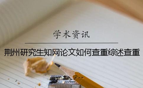 荆州研究生知网论文如何查重？综述查重吗？