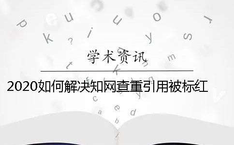 2020如何解决知网查重引用被标红？