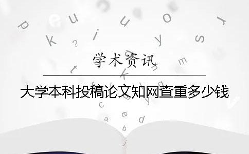 大学本科投稿论文知网查重多少钱