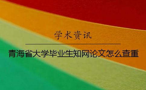青海省大学毕业生知网论文怎么查重